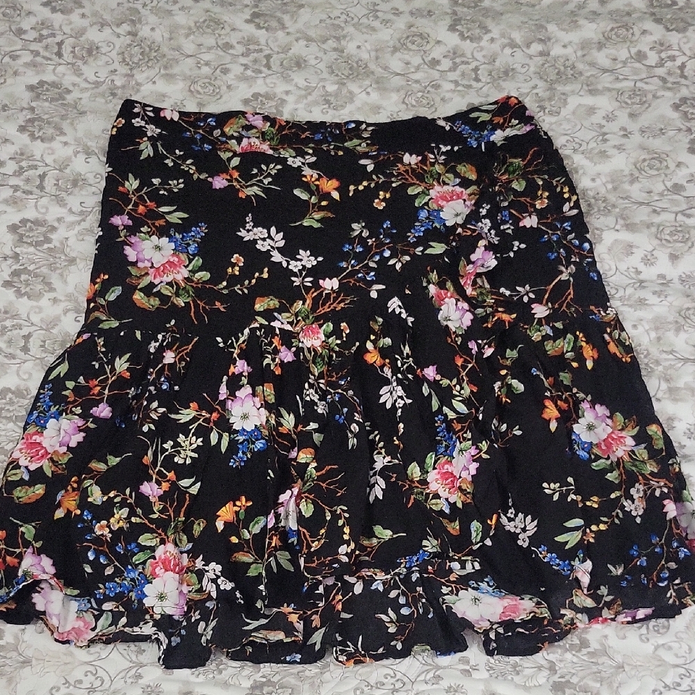 Floral Black Skirt